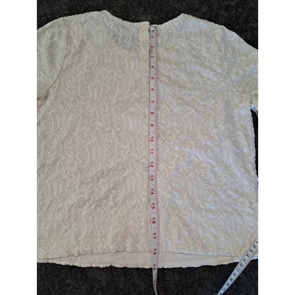 J Crew Top Ivory Textured Embroidered Jacquard Women's Size Small